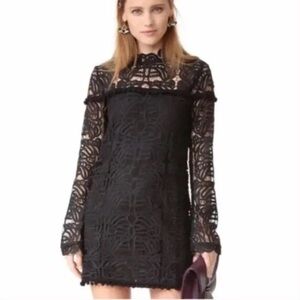 TULAROSE | Matilda Black Lace Shift Dress with Bell Sleeves | Size Small